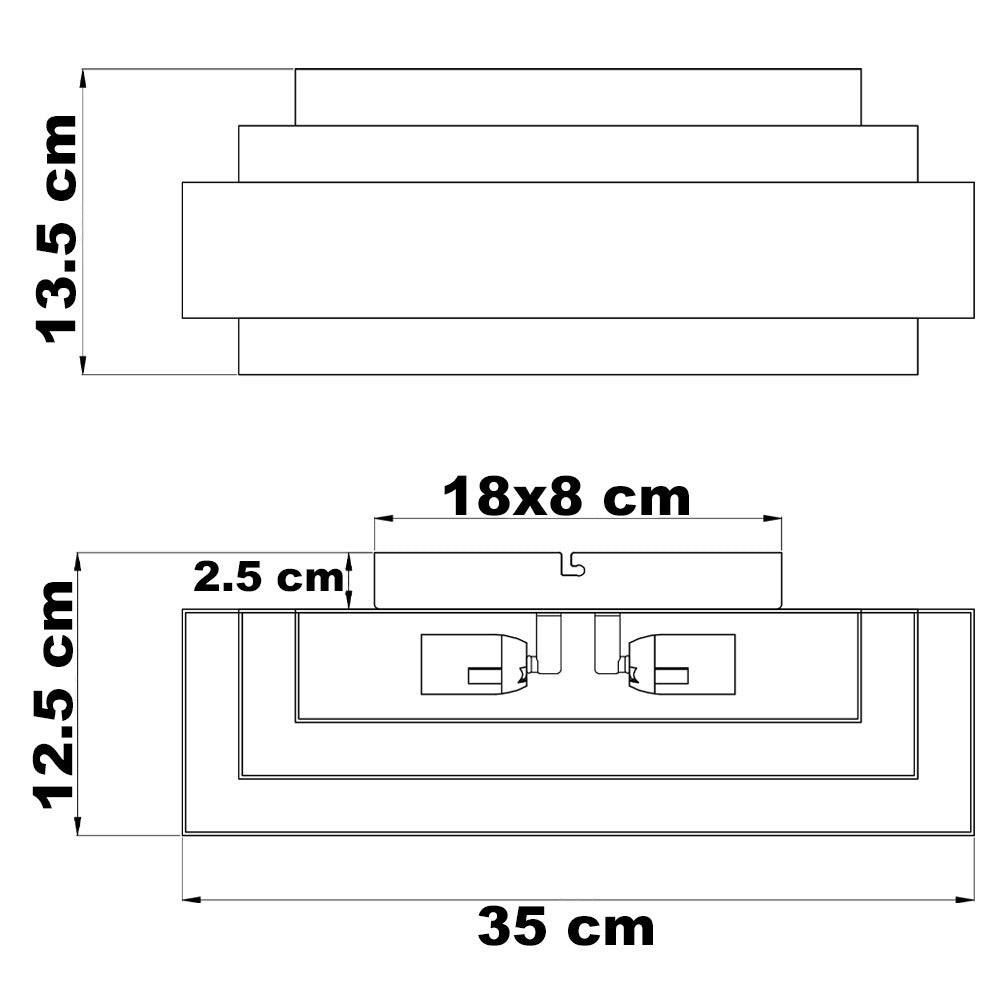 Moderne wandlamp, mat zwart, 2-lamps - Kayu